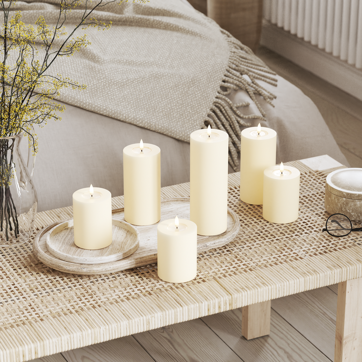 Flameless LED Cream Wax Pillar Candle