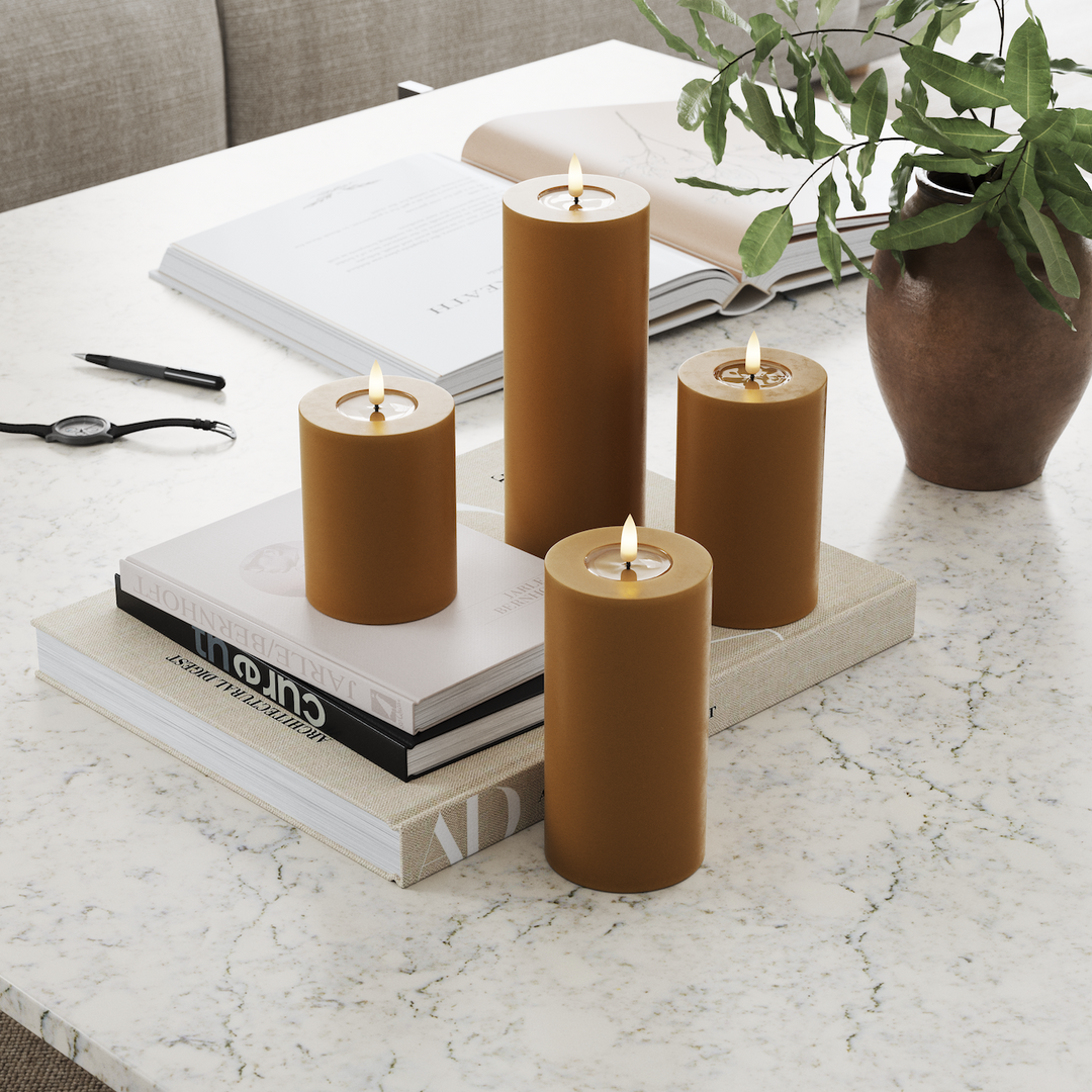 Flameless LED Curry Wax Pillar Candle