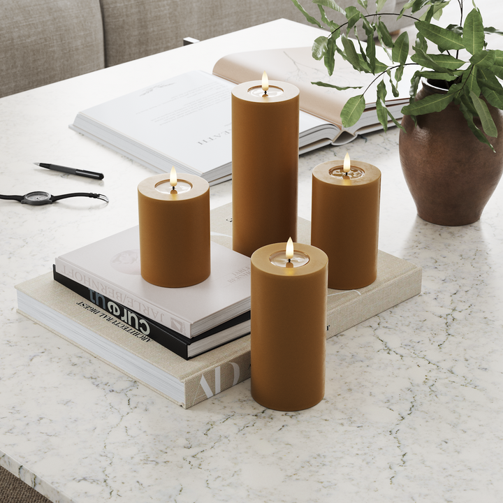 Flameless LED Curry Wax Pillar Candle