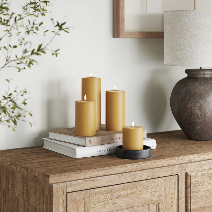 Flameless LED Curry Wax Pillar Candle