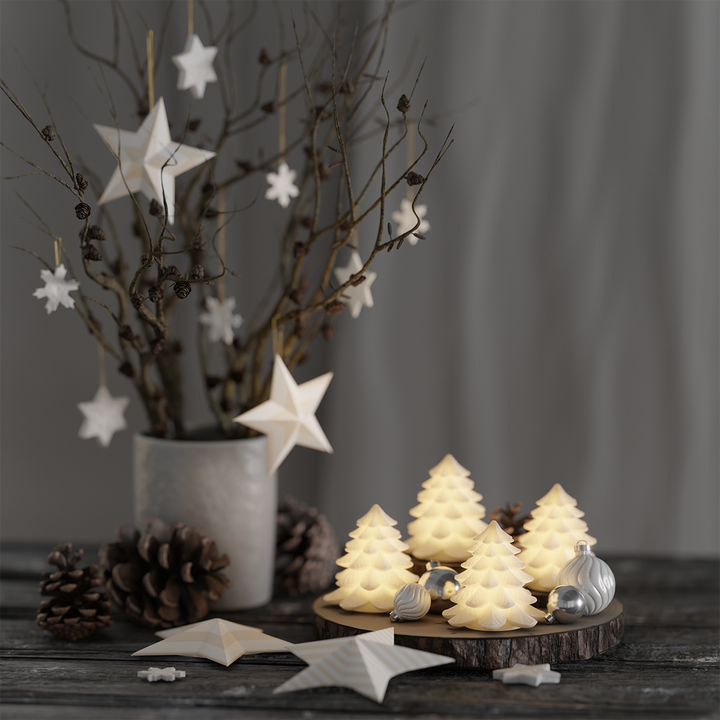 Set of 4 Real Wax Light-Up Decorations with Soft Internal Glow