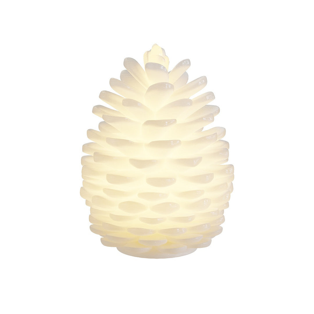 White LED Pine Cone Real Wax Light-Up Decoration with Soft Internal Glow