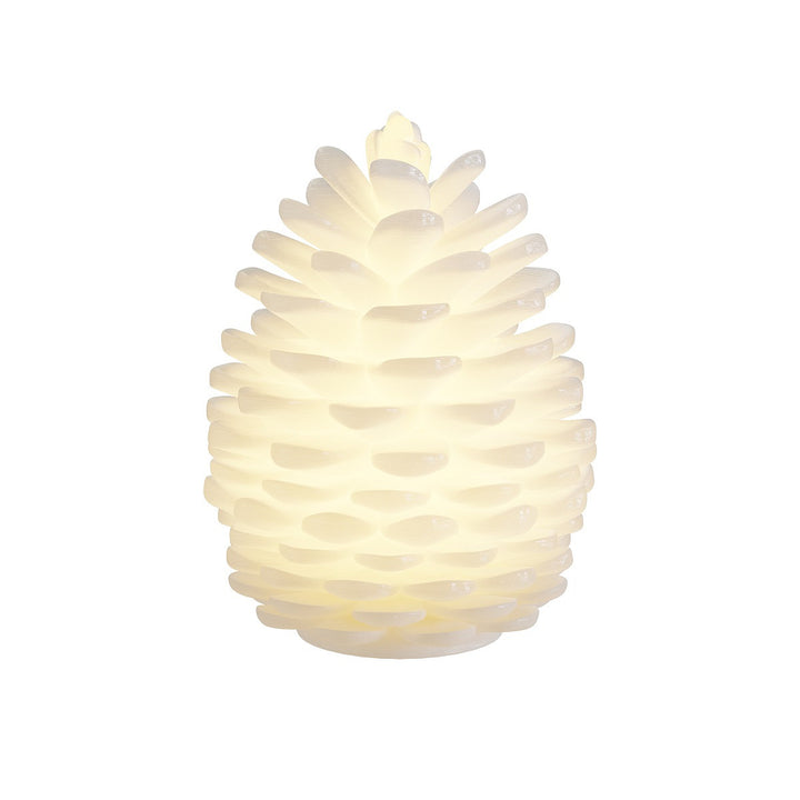 White LED Pine Cone Real Wax Light-Up Decoration with Soft Internal Glow