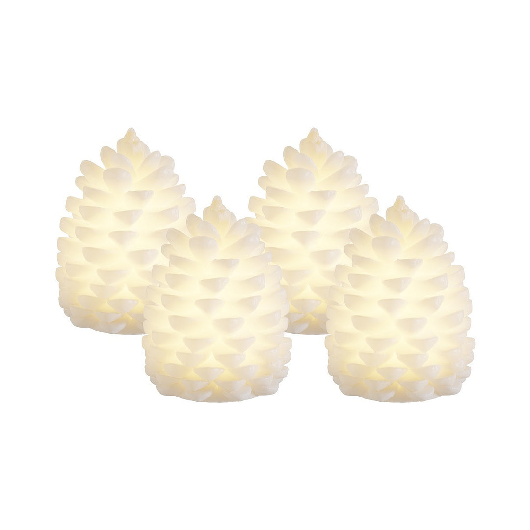 Set of 4 Real Wax Light-Up Decorations with Soft Internal Glow