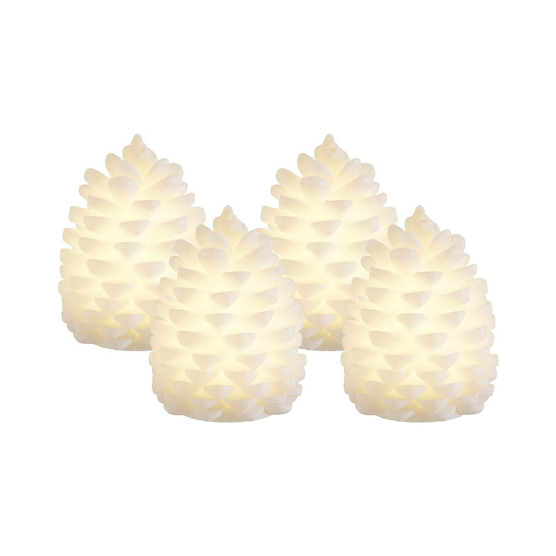 Set of 4 Real Wax Light-Up Decorations with Soft Internal Glow