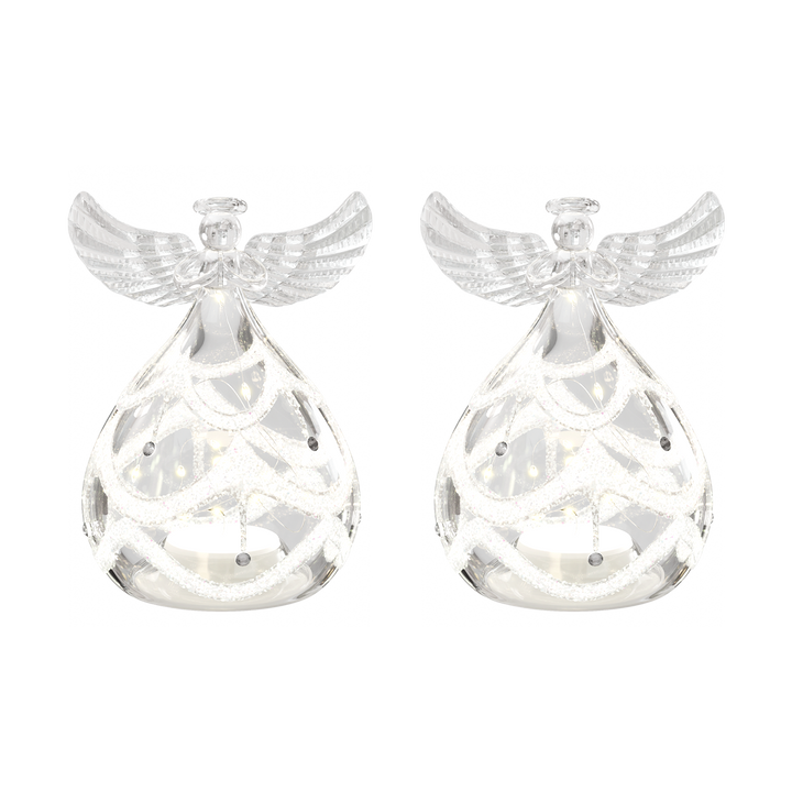 Set of 2 Light-Up Ornaments with Warm Micro LED Lights