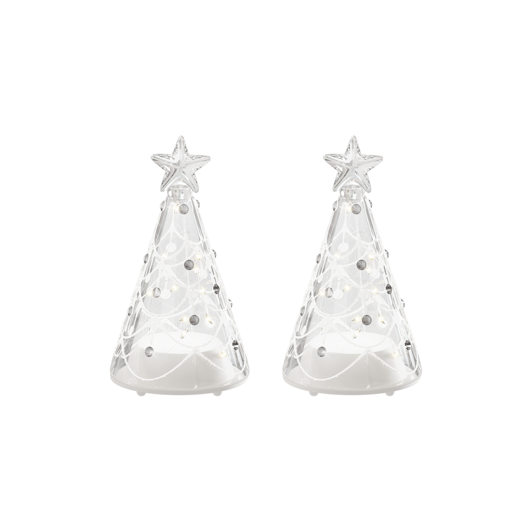 Set of 2 Light-Up Ornaments with Warm Micro LED Lights