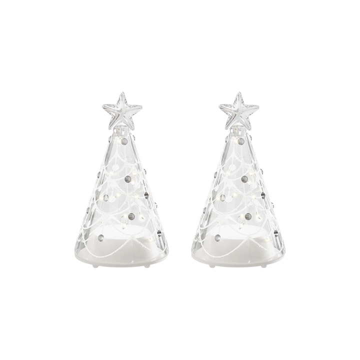 Set of 2 Light-Up Ornaments with Warm Micro LED Lights