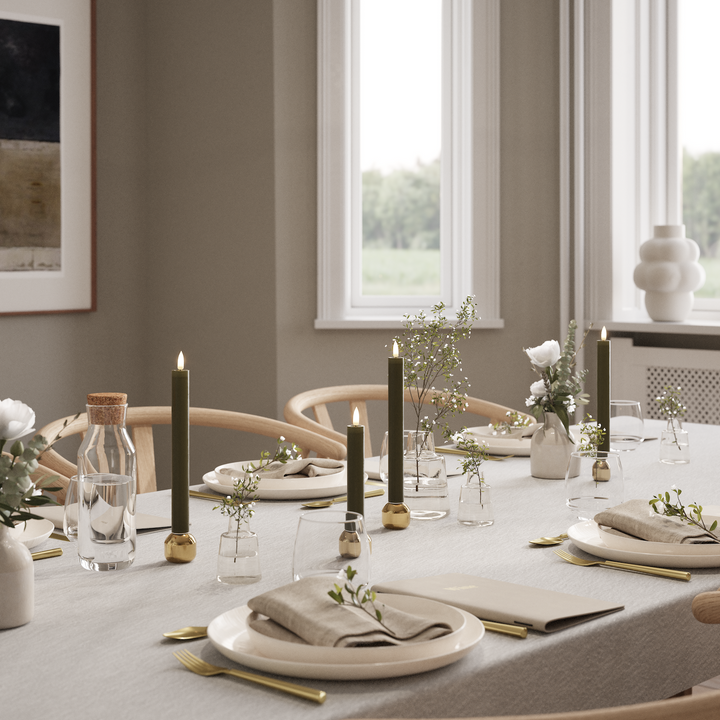 Flameless LED Dark Green Wax Pillar Candle