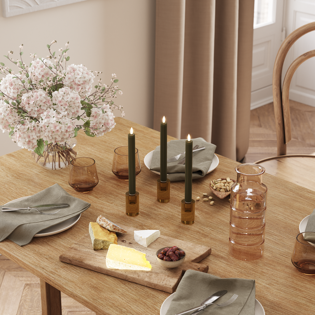 Flameless LED Dark Green Wax Pillar Candle