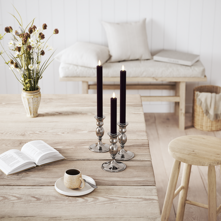 Flameless LED Dark Green Wax Pillar Candle