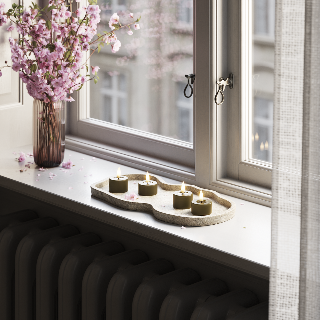 Flameless LED Dark Green Wax Pillar Candle