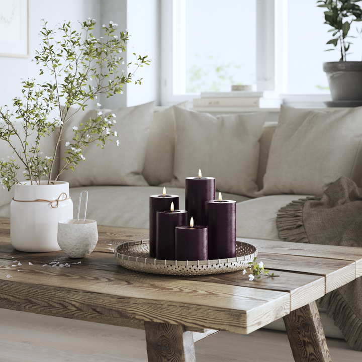 Flameless LED Dark Purple Wax Pillar Candle