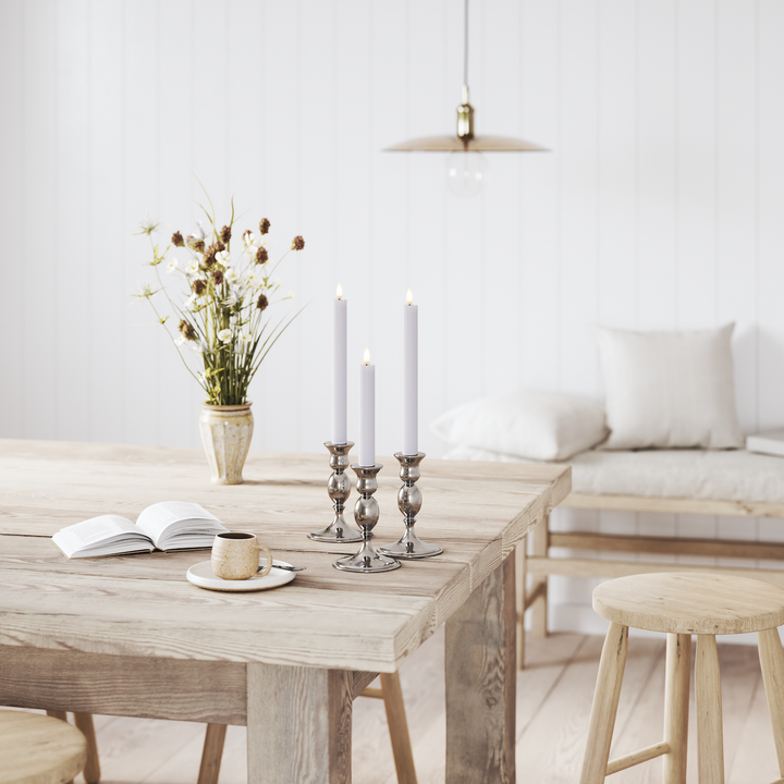 Flameless LED Dust Blue Set of 2 Dinner Candles