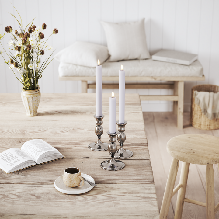 Flameless LED Dust Blue Set of 2 Dinner Candles