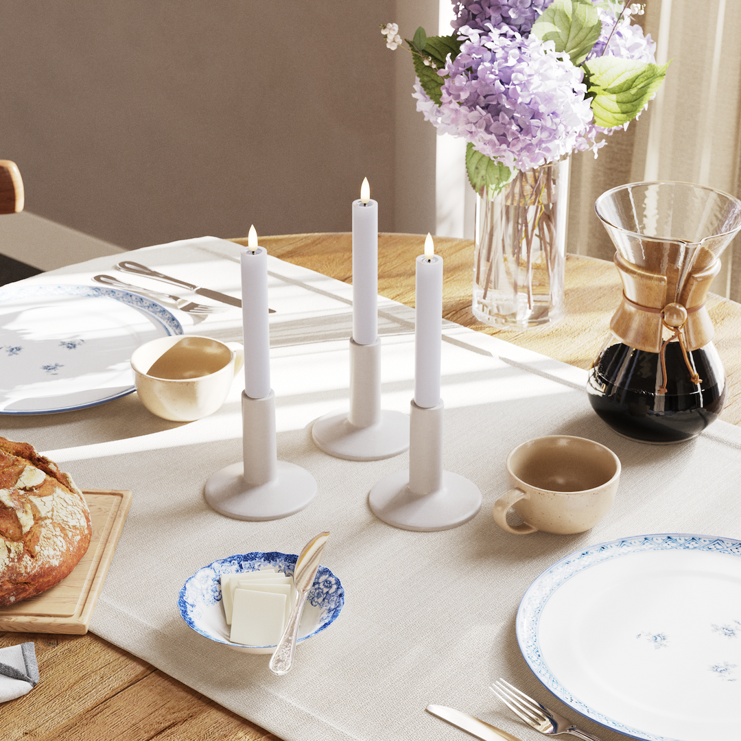 Flameless LED Dust Blue Set of 2 Dinner Candles