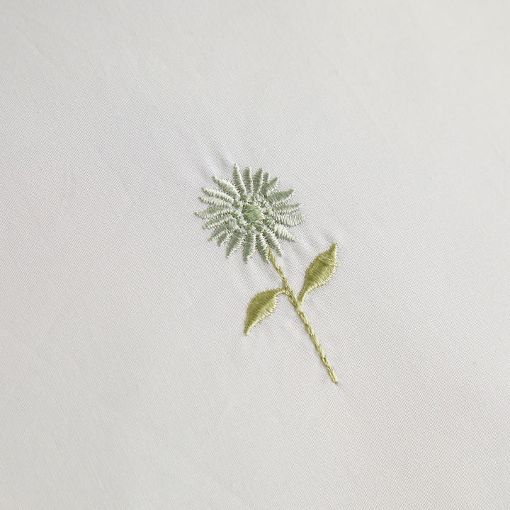 Embroidered Sunflower White Duvet Set