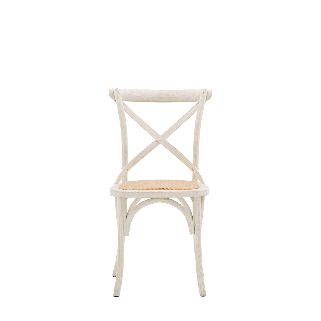 Café Chair White - 2 Pack (Rattan or Linen Seat)