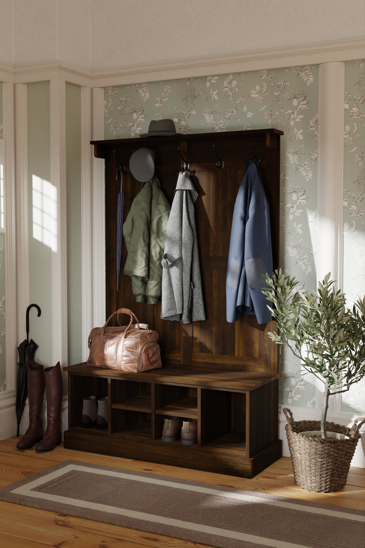 Garrat Tall Bench with Coat Rack