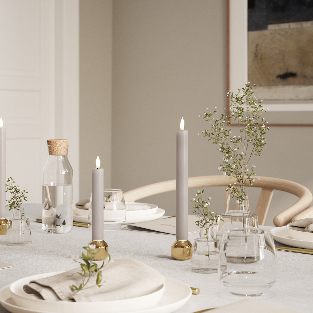 Flameless LED Grey Wax Pillar Candle