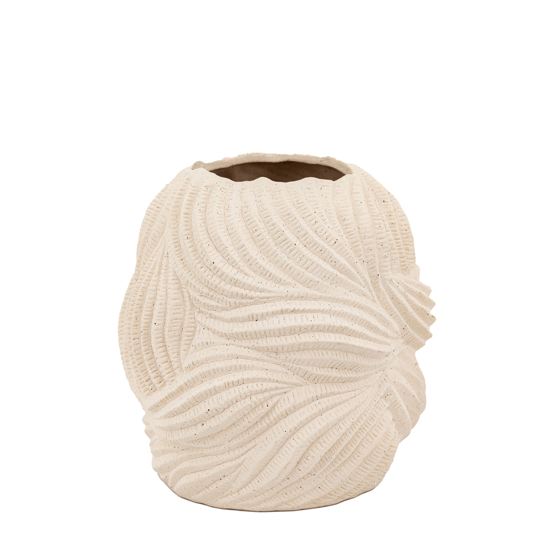 Laucala Vase – Sculptural Stoneware in Natural Matt Glaze (24cm)