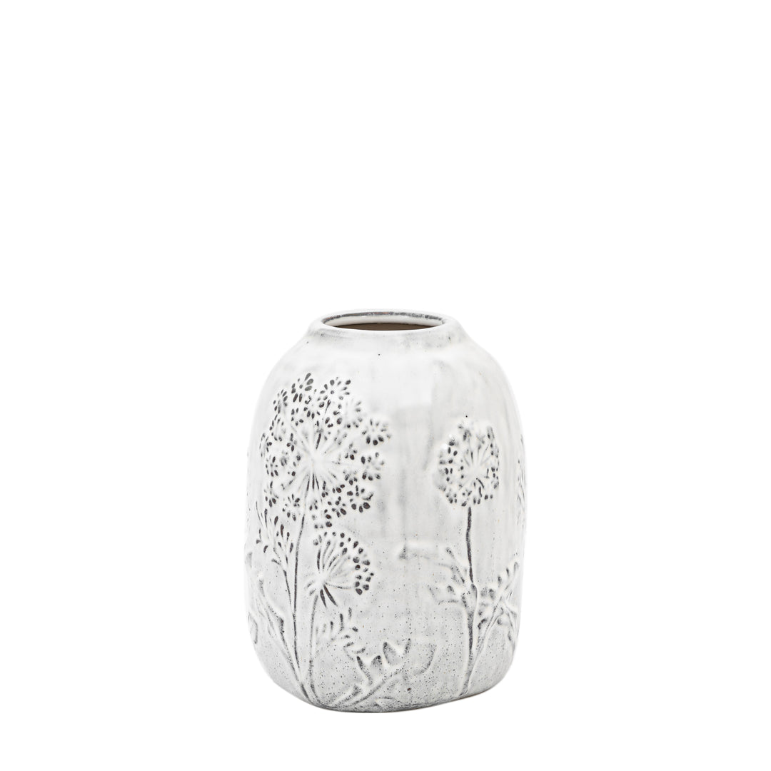 Meadow Embossed Stone Ceramic Vase – Small