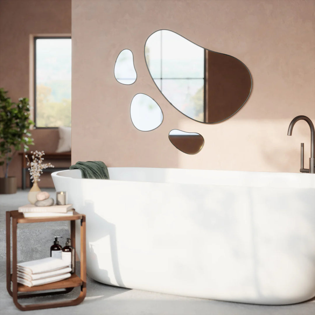 Hubba Pebble Metallic-Titanium Wall Mirrors Set of 3