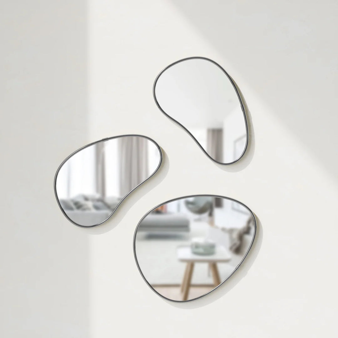 Hubba Pebble Metallic-Titanium Wall Mirrors Set of 3