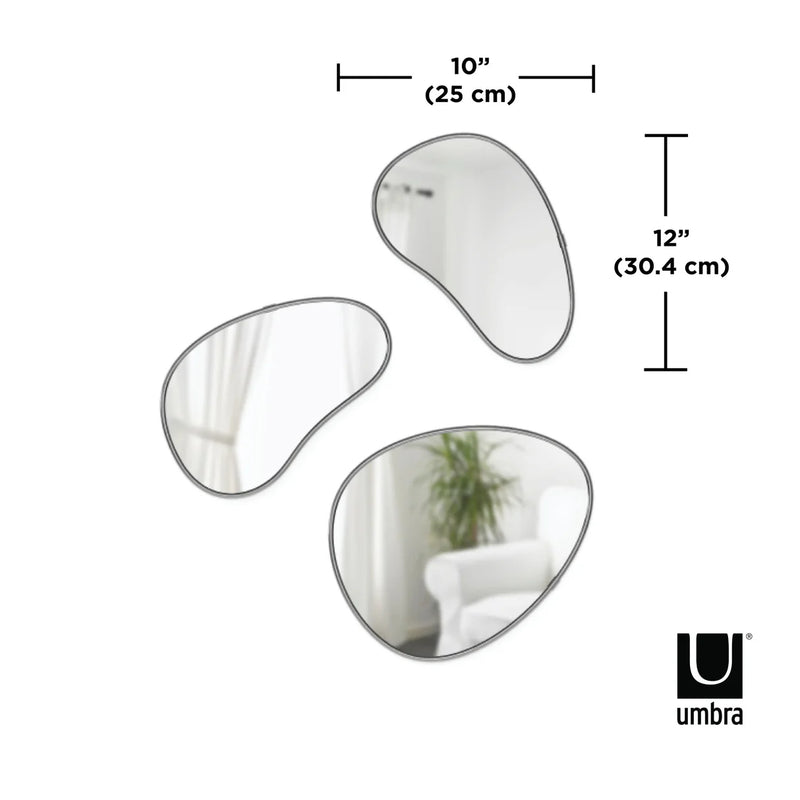 Hubba Pebble Metallic-Titanium Wall Mirrors Set of 3