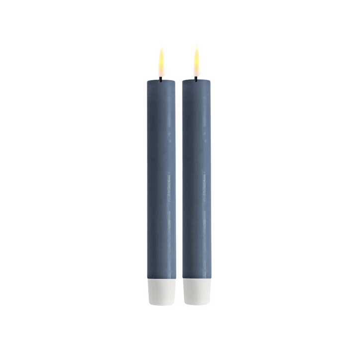 Flameless LED Ice Blue Set of 2 Dinner Candles
