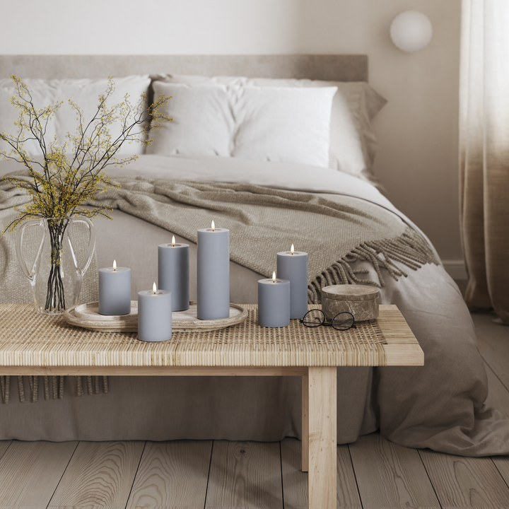 Flameless LED Ice Blue Wax Pillar Candle