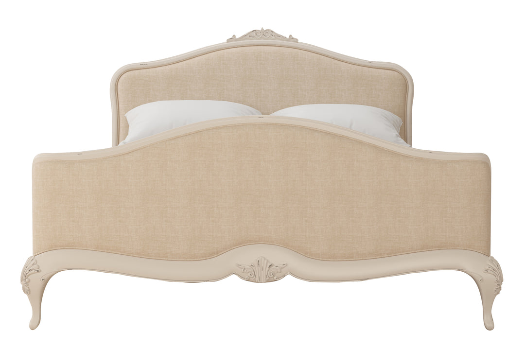 Ivory Upholstered Headboard Bed Frame