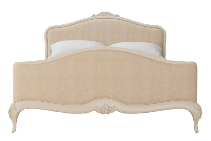 Ivory Upholstered Headboard Bed Frame