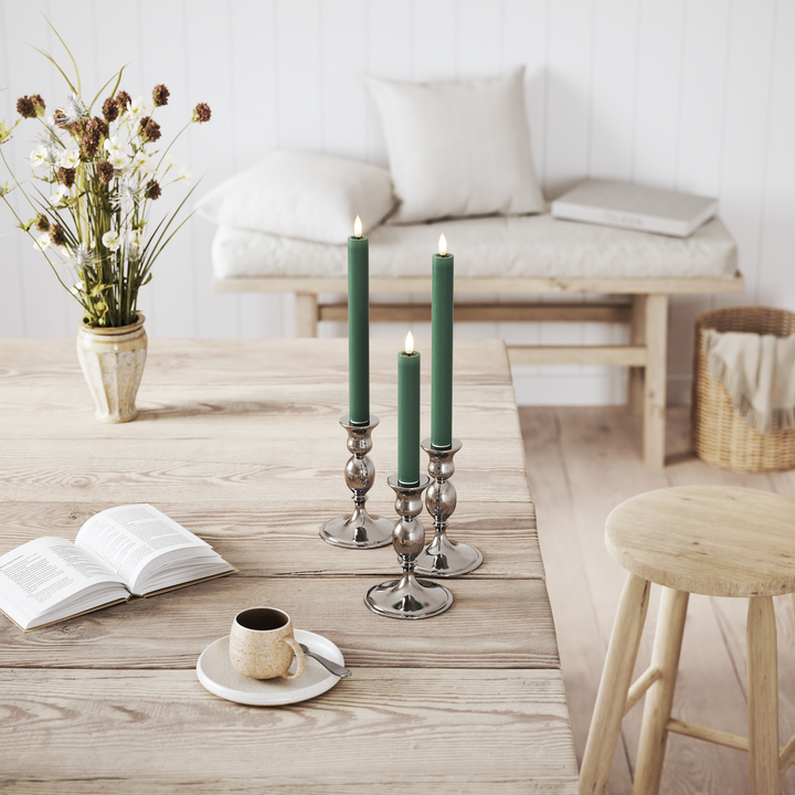 Flameless LED Jade Green Set of 2 Dinner Candles