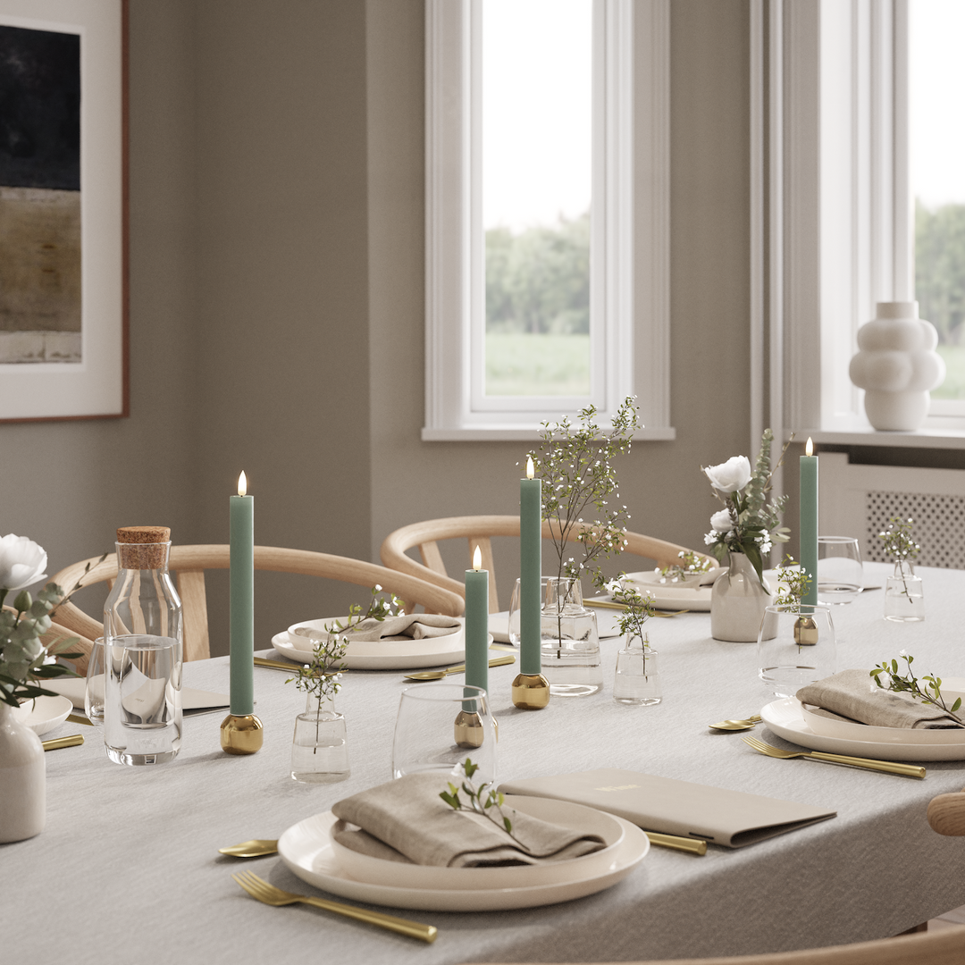 Flameless LED Jade Green Wax Pillar Candle