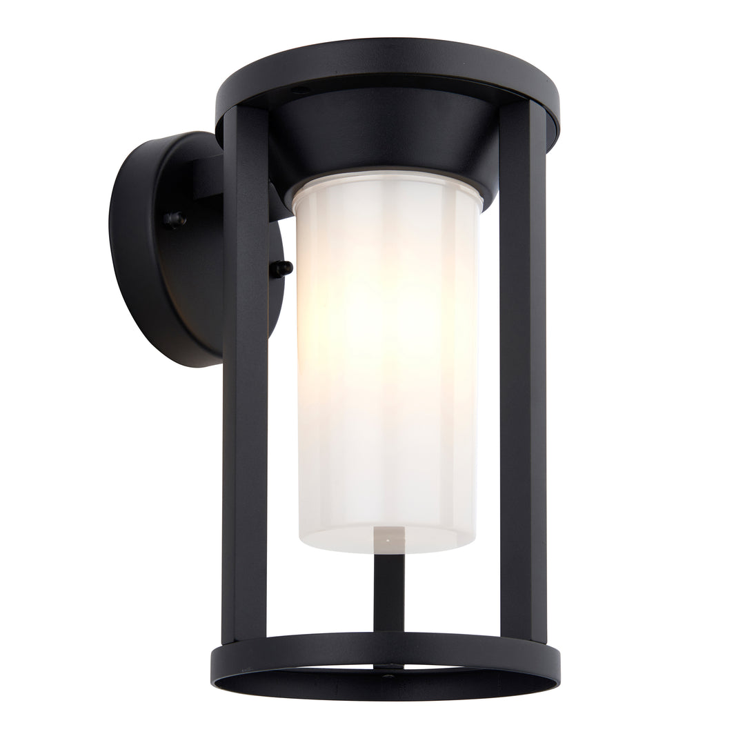 Braden Outdoor Wall Light in Black with Frosted Shade