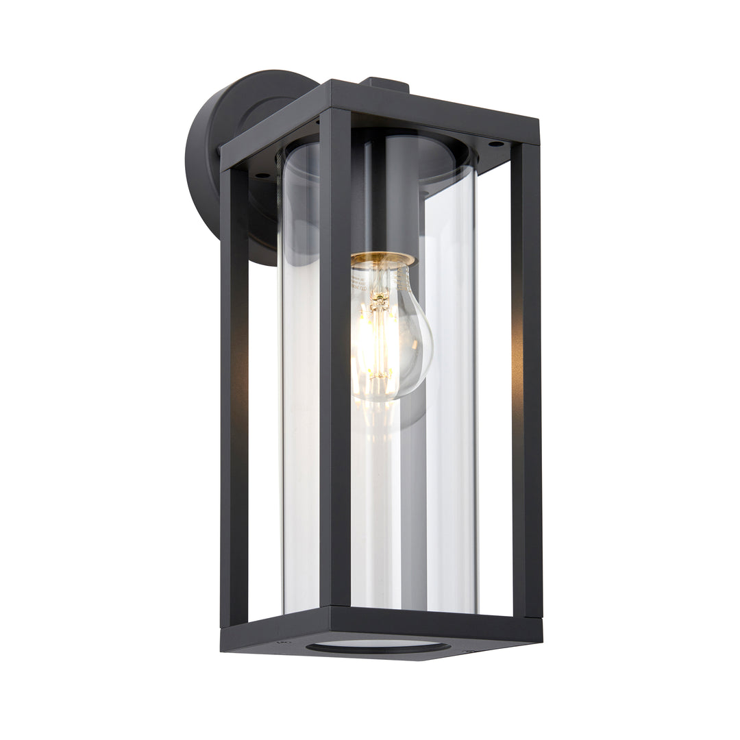 Hamden Outdoor Wall Light in Black with Glass Shade