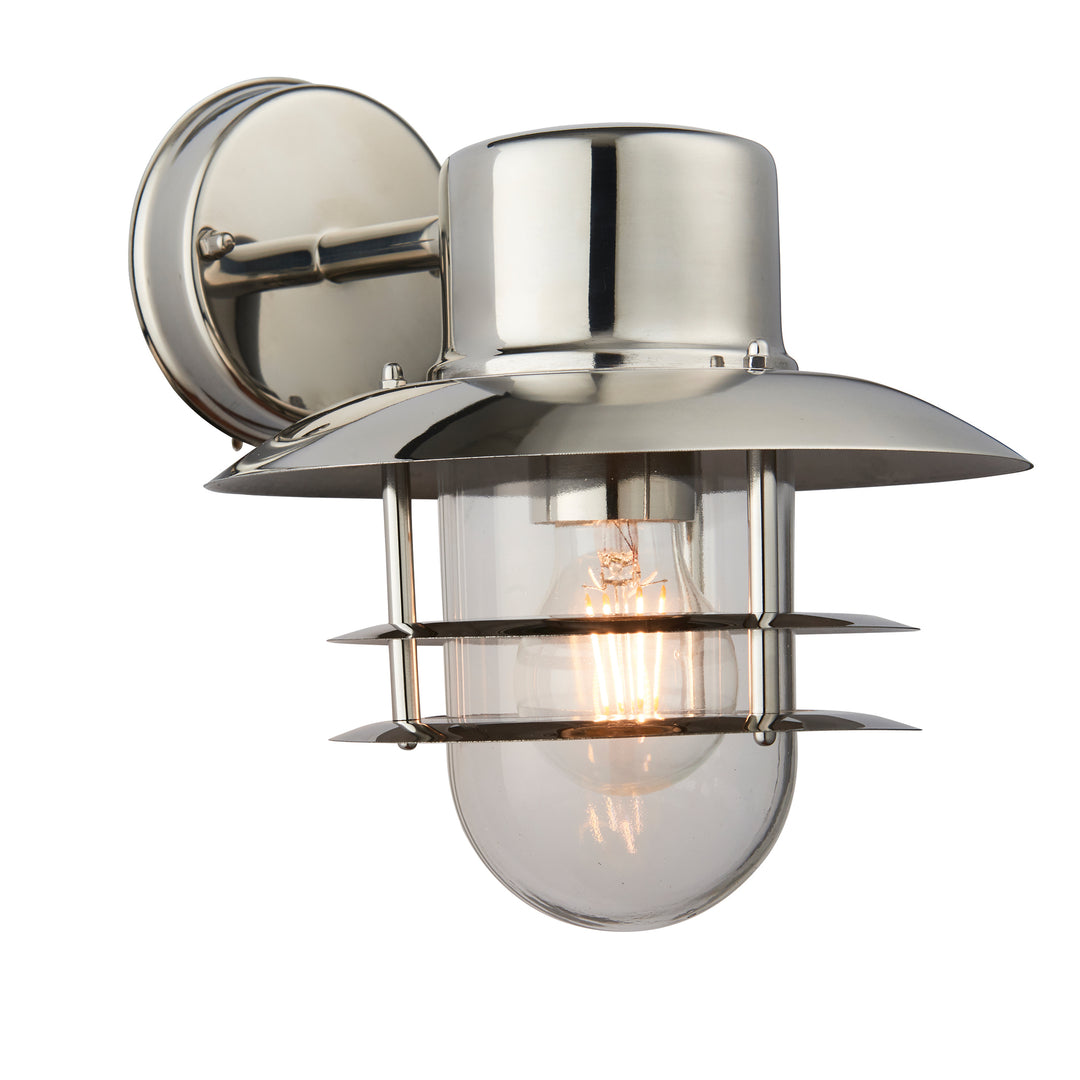 Jenson Outdoor Wall Light in Stainless Steel with Glass Shade