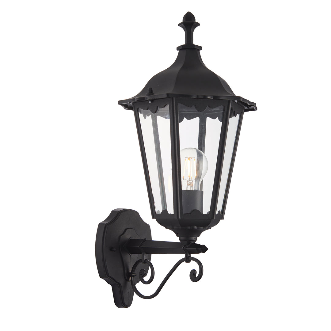 Burford Outdoor Wall Lantern in Matt Black with Glass Panels
