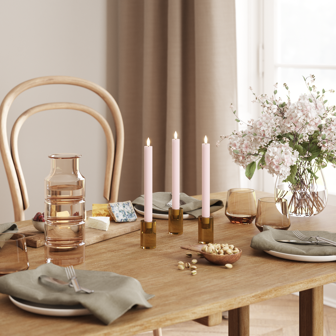 Flameless LED Light Pink Wax Pillar Candle