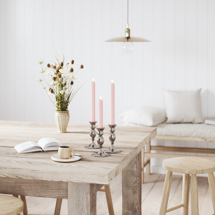 Flameless LED Light Pink Wax Pillar Candle