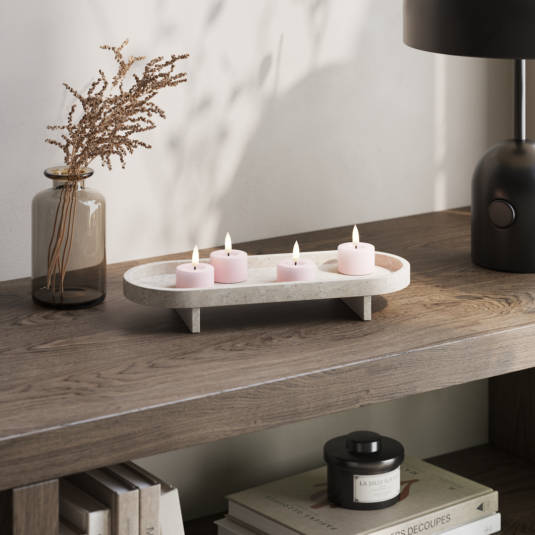 Flameless LED Light Pink Wax Pillar Candle