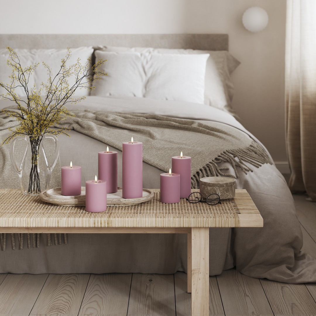 Flameless LED Light Purple Wax Pillar Candle