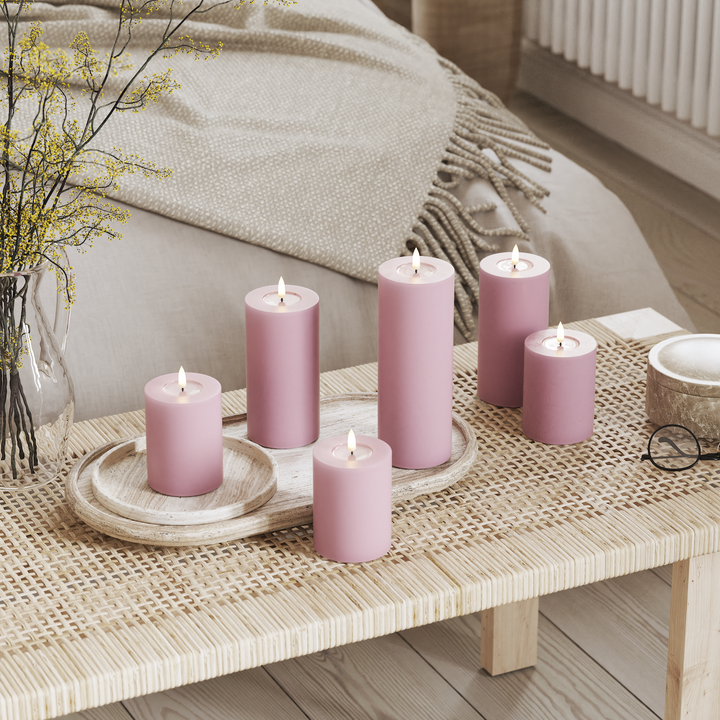 Flameless LED Light Purple Wax Pillar Candle
