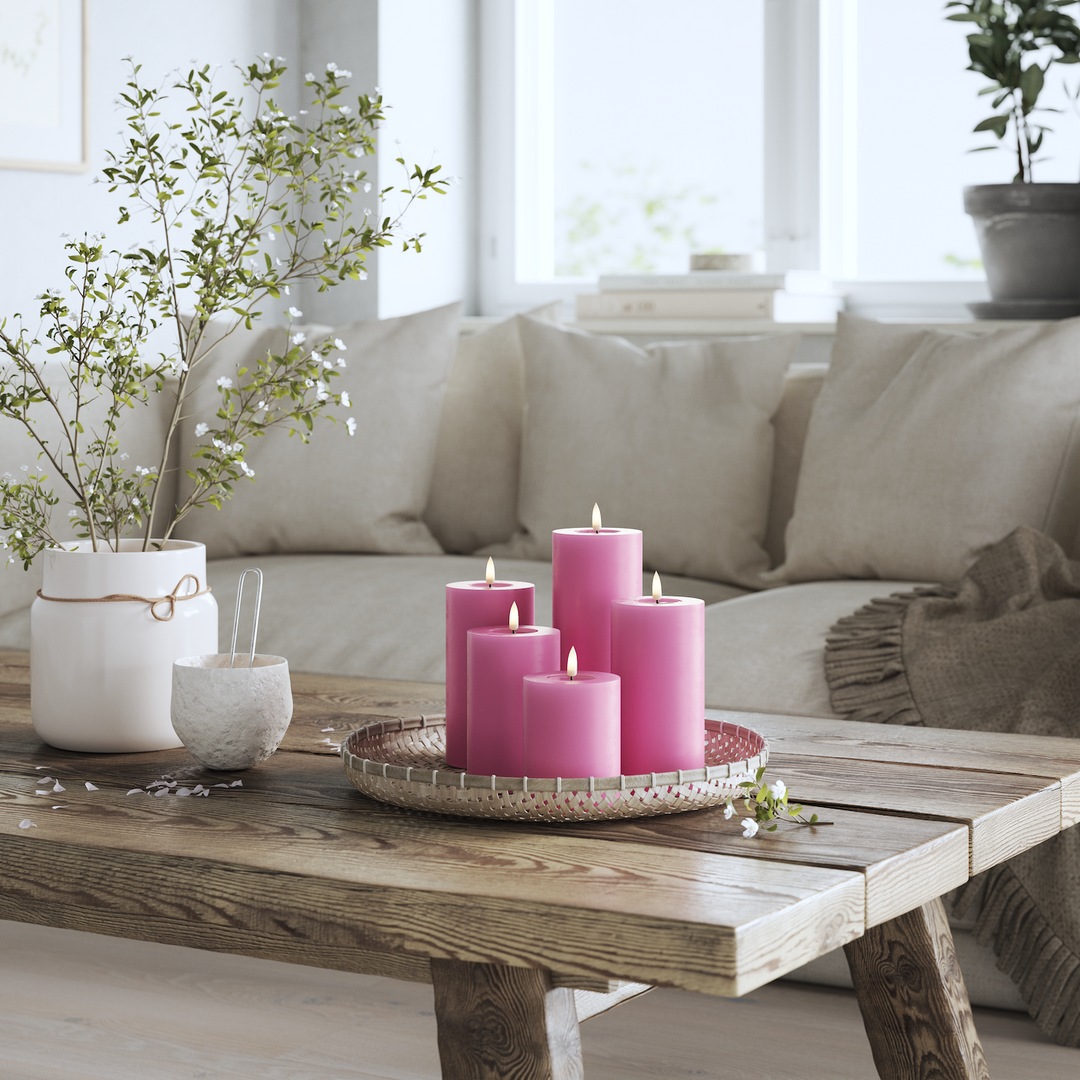 Flameless LED Magenta Wax Pillar Candle