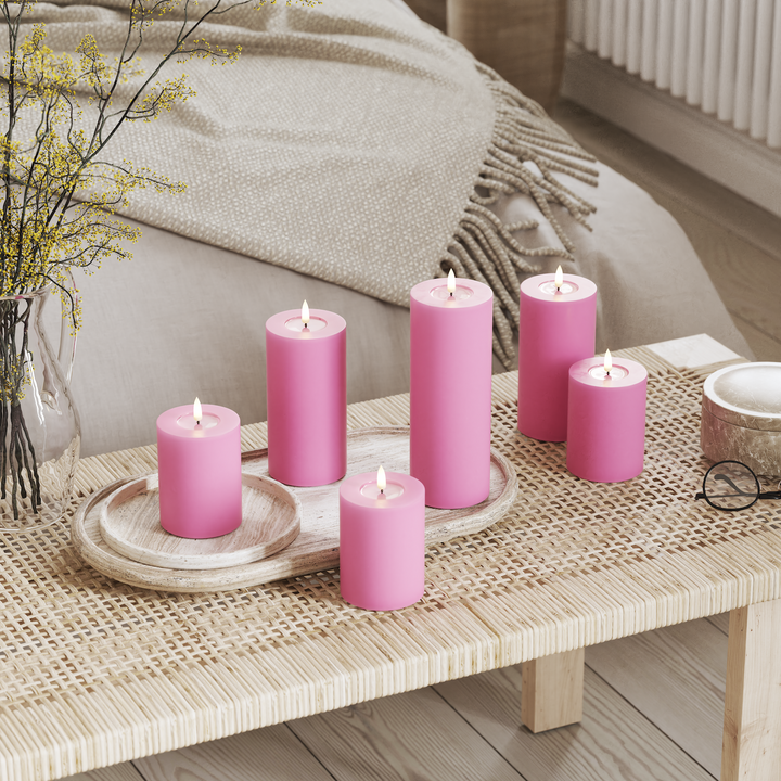 Flameless LED Magenta Wax Pillar Candle