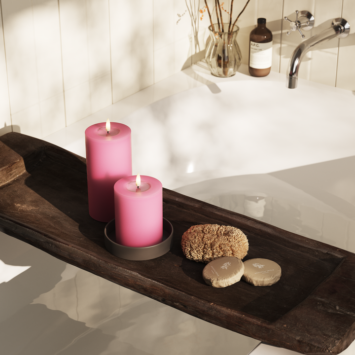 Flameless LED Magenta Wax Pillar Candle