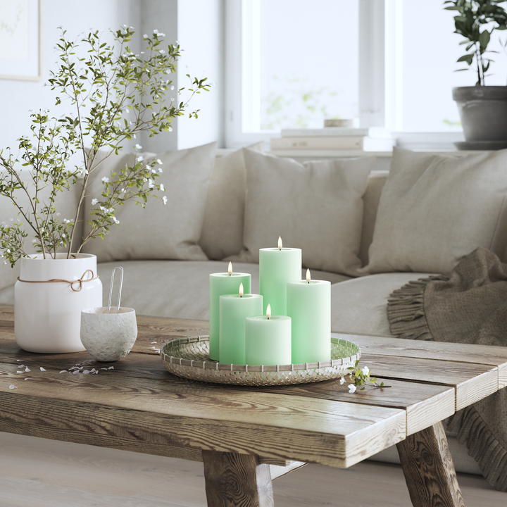 Flameless LED Mint Wax Pillar Candle