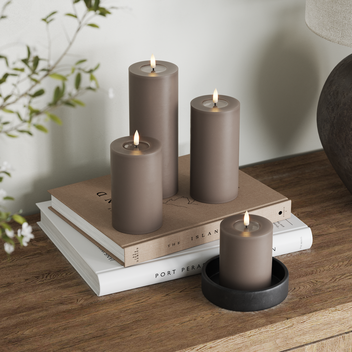 Flameless LED Mocha Wax Pillar Candle