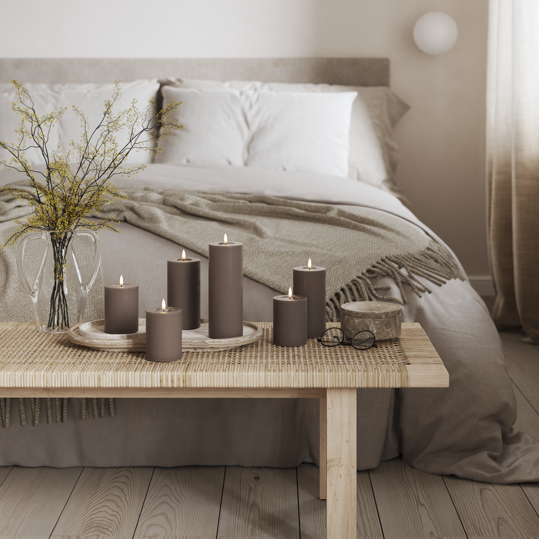 Flameless LED Mocha Wax Pillar Candle